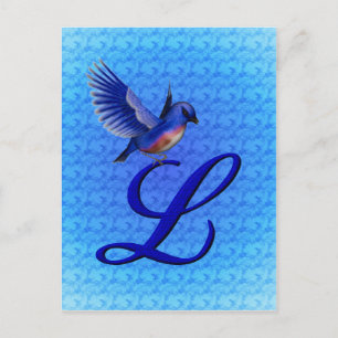 Bluebird Monogram Initial L Elegant Postkarte