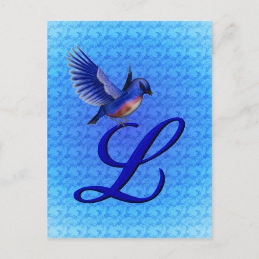 Bluebird Monogram Initial L Elegant Postkarte (Vorderseite)