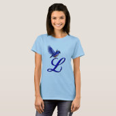 Bluebird Monogram Initial L Elegant T-Shirt (Vorne ganz)