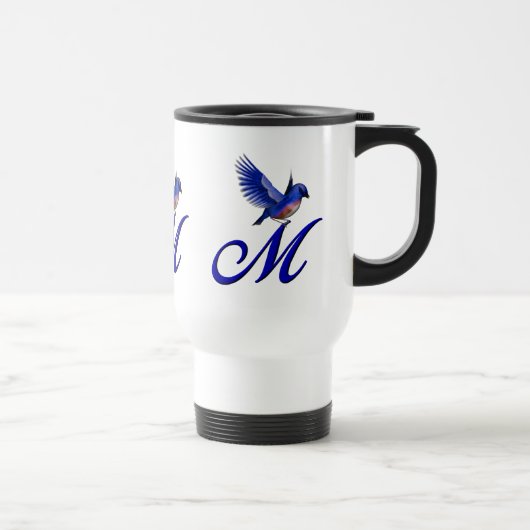 Bluebird Monogram Initial M Elegant Reisebecher (Rechts)