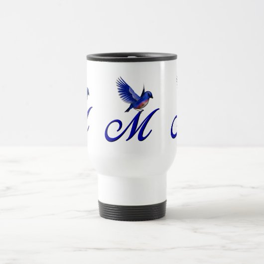 Bluebird Monogram Initial M Elegant Reisebecher (Mittel)