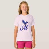 Bluebird Monogram Initial M Elegant T-Shirt (Vorne ganz)