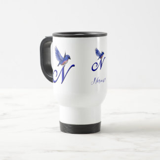 Bluebird Monogram Initial N Elegant Personalized Reisebecher