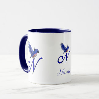 Bluebird Monogram Initial N Elegant Personalized Tasse