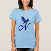 Bluebird Monogram Initial N Elegant T-Shirt (Vorderseite)