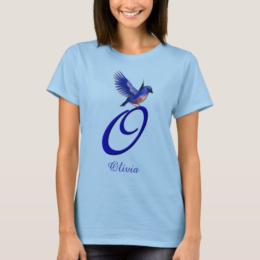 Bluebird Monogram Initial O Elegant Personalized T-Shirt (Vorderseite)