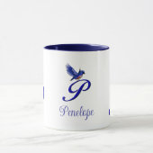 Bluebird Monogram Initial P Elegant Personalized Tasse (Zentrum)