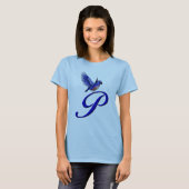 Bluebird Monogram Initial P Elegant T-Shirt (Vorne ganz)