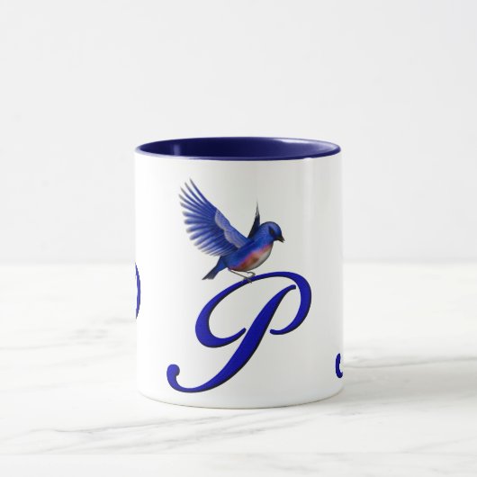 Bluebird Monogram Initial P Elegant Tasse (Zentrum)