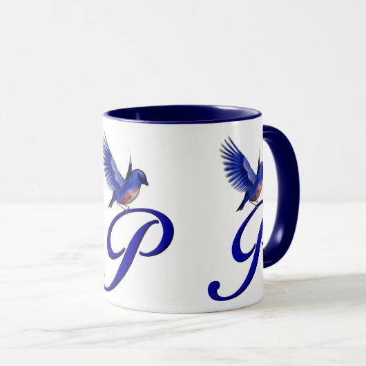 Bluebird Monogram Initial P Elegant Tasse (VorderseiteRechts)
