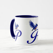 Bluebird Monogram Initial P Elegant Tasse (Vorderseite Links)