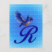 Bluebird Monogram Initial R Elegant Postkarte (Vorderseite)