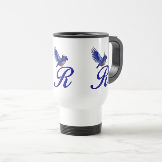 Bluebird Monogram Initial R Elegant Reisebecher (VorderseiteRechts)