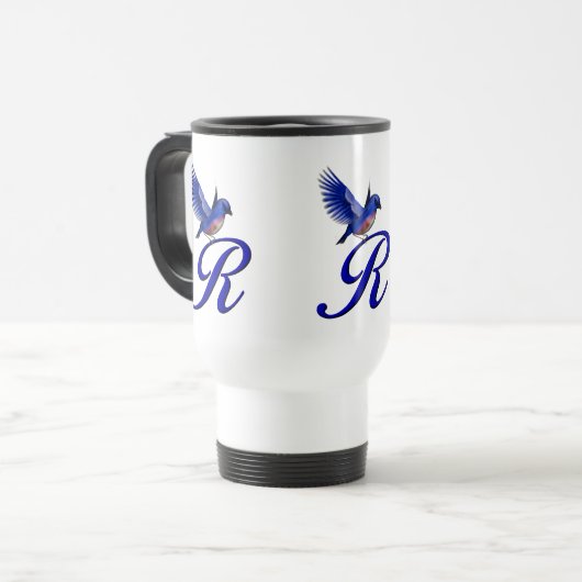 Bluebird Monogram Initial R Elegant Reisebecher (Vorderseite Links)