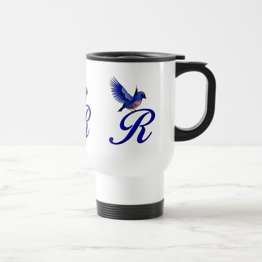 Bluebird Monogram Initial R Elegant Reisebecher (Rechts)