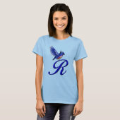 Bluebird Monogram Initial R Elegant T-Shirt (Vorne ganz)