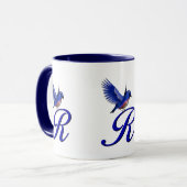 Bluebird Monogram Initial R Elegant Tasse (Vorderseite Links)