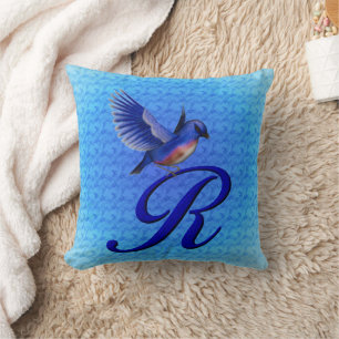 Bluebird Monogram Initial R Kissen