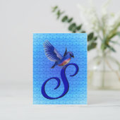 Bluebird Monogram Initial S Elegant Postkarte (Stehend Vorderseite)