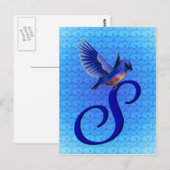Bluebird Monogram Initial S Elegant Postkarte (Vorne/Hinten)