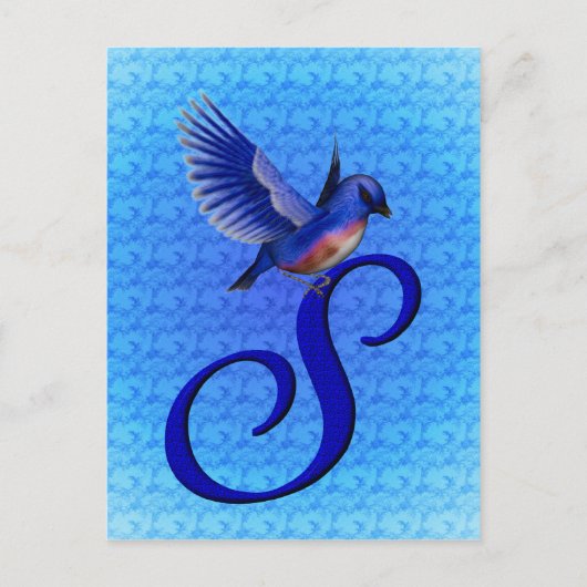 Bluebird Monogram Initial S Elegant Postkarte (Vorderseite)