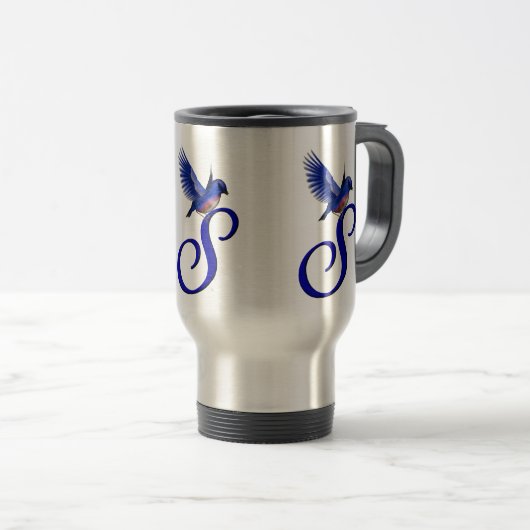 Bluebird Monogram Initial S Elegant Reisebecher (VorderseiteRechts)