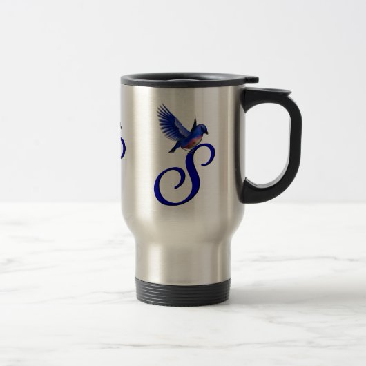 Bluebird Monogram Initial S Elegant Reisebecher (Rechts)
