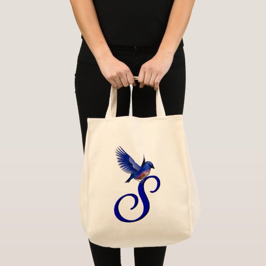 Bluebird Monogram Initial S Tragetasche (Vorderseite (Produkt))