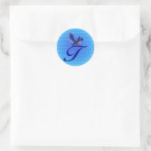 Bluebird Monogram Initial T Runder Aufkleber (Tasche)