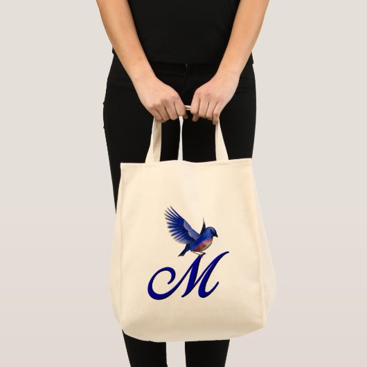 Bluebird Monogram Initial Tragetasche (Vorderseite (Produkt))