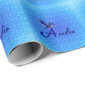 Bluebird Monogram Your Name Initial A Geschenkpapier (Rolleneckpunkt)
