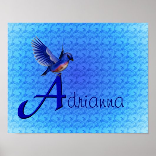 Bluebird Monogram Your Name Initial A Poster (Vorne)