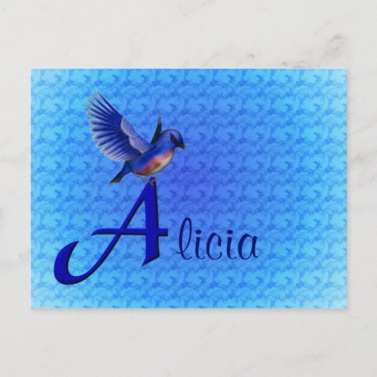 Bluebird Monogram Your Name Initial A Postkarte (Vorderseite)