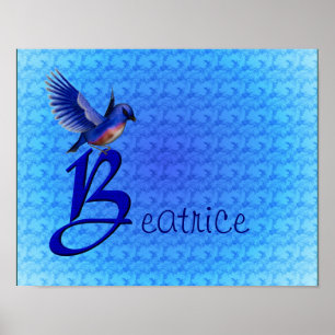 Bluebird Monogram Your Name Initial B Poster