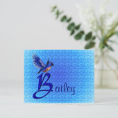 Bluebird Monogram Your Name Initial B Postkarte (Stehend Vorderseite)