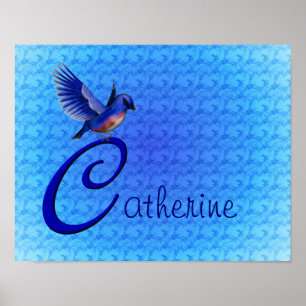 Bluebird Monogram Your Name Initial C Poster