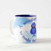 Bluebird-Motivation Zweifarbige Tasse (Vorderseite Links)