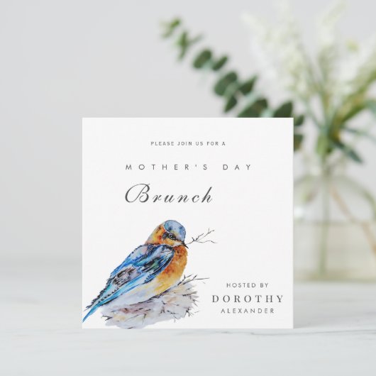 Bluebird-Muttertag-Einladung Einladung (Stehend Vorderseite)