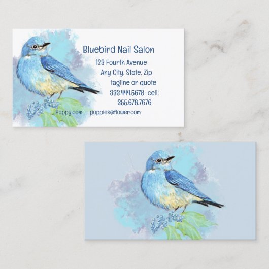 Bluebird Nail Salon oder Custom Business Card Visitenkarte (Vorne/Hinten)