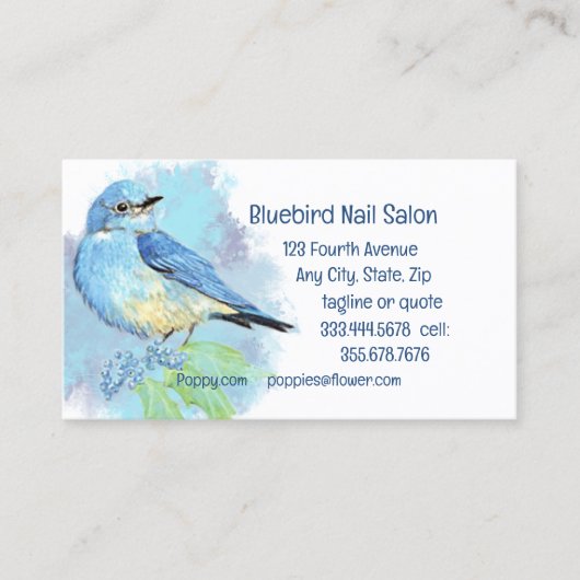 Bluebird Nail Salon oder Custom Business Card Visitenkarte (Vorderseite)