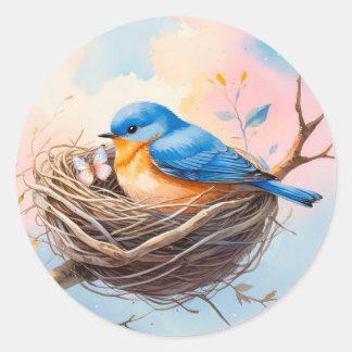 Bluebird Nest Envelope Seal |Soft Pastel Stickers