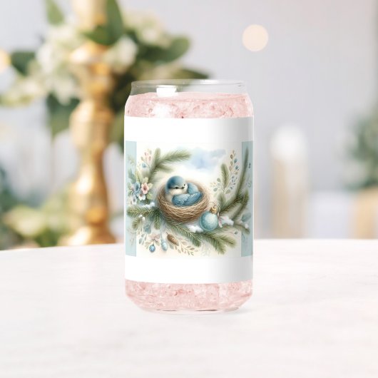 Bluebird Nest mit Ornamenten im Winter Pines Dosenglas (Insitu (Hochzeit))
