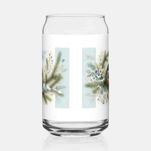 Bluebird Nest mit Ornamenten im Winter Pines Dosenglas (Rechts)