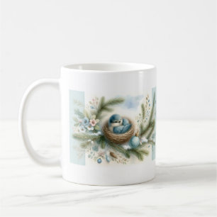 Bluebird Nest mit Ornamenten im Winter Pines Kaffeetasse