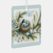 Bluebird Nest mit Ornamenten im Winter Pines Ornament Aus Metall (Vorderseite Rechts)