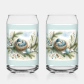 Bluebird Nest with Ornaments in Winter Pines  Dosenglas (Rückseite)