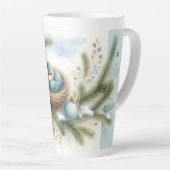 Bluebird Nest with Ornaments in Winter Pines  Milchtasse (Rechte Ecke)