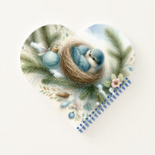 Bluebird Nest with Ornaments in Winter Pines Notizblock (Rückseite)