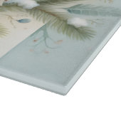 Bluebird Nest with Ornaments in Winter Pines Schneidebrett (Ecke)