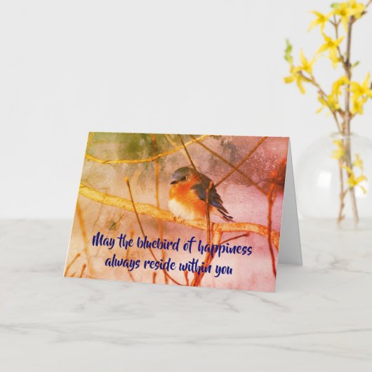Bluebird of Happiness Art Inspiration Card Karte (Gelbe Blume)